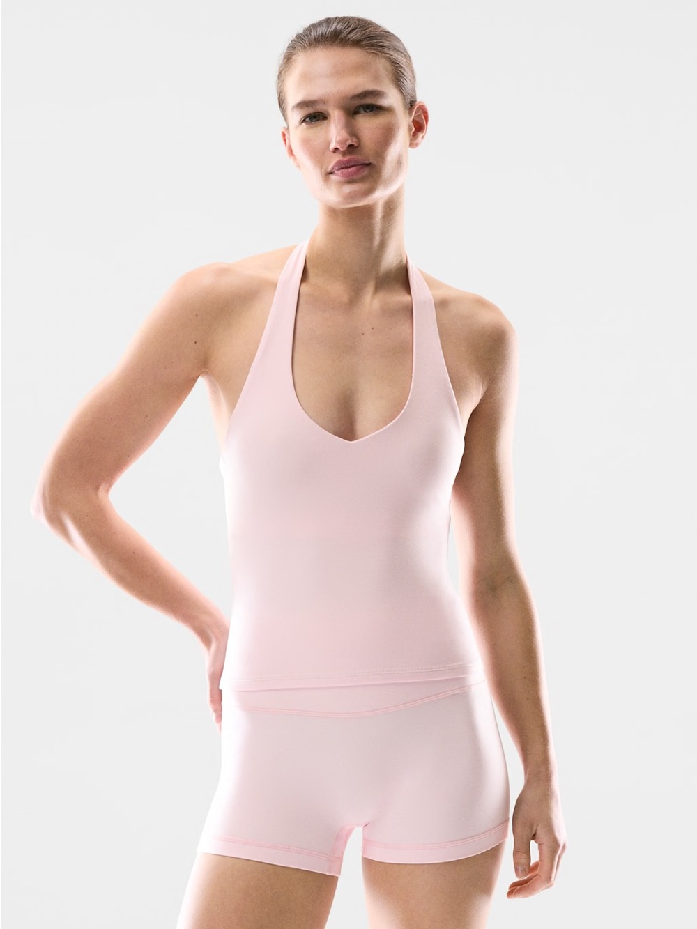 Aritzia Light Pink Halter Neck Tank Romper